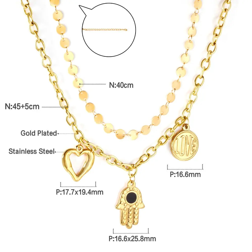 Gothic Multilayer Snake Crystal Necklace Women Gold Color Stainless Steel Double Chain Bohemian 2022 Trendy Jewelry asonjewelry